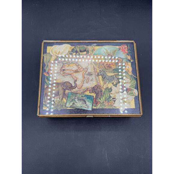 Map Of Africa Travel Music Box 7" Song and Storage Container w/ Mirror - Picture 2 of 8